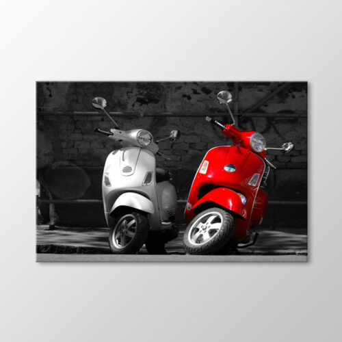 Kırmızı Vespa Scooter Tablo