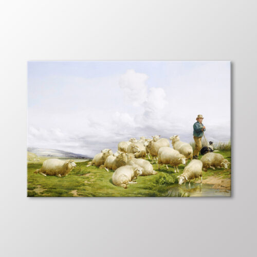 Shepherd With Sheep Tablo
