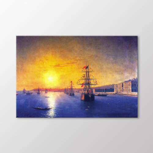 Boğaziçi'ndeki Çırağan Sarayı Önünde Osmanlı Donanması, 1875 Tablo