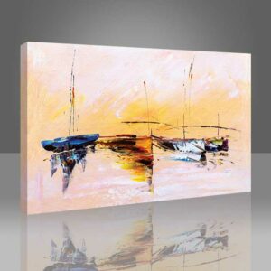 Yagliboya Soyut Liman Tekneler Reproduksiyon Tablo