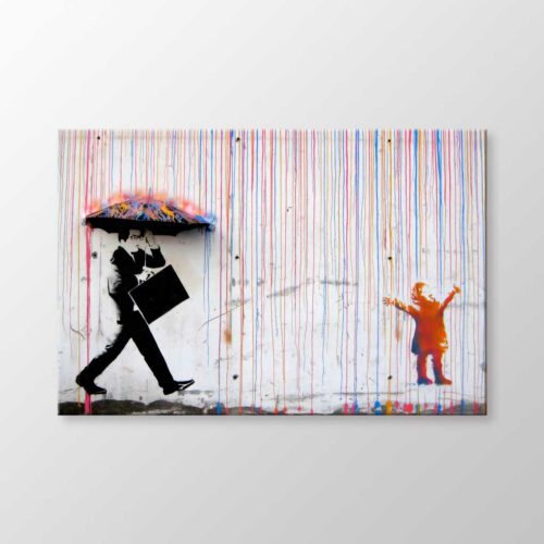 Banksy Rainbow Rain Tablo