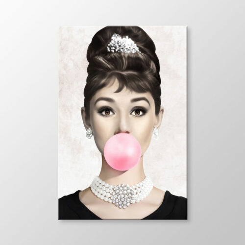 Audrey Hepburn Pembe Sakız Tablo