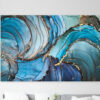 Blue Gold Marble Kanvas Tablo
