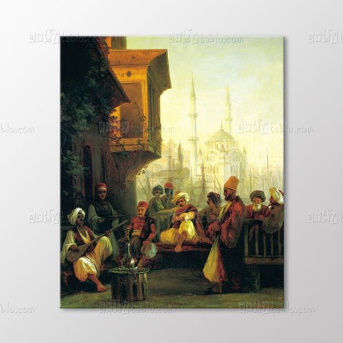 İstanbul Ortaköy Yakınlarında Bir Kahvehane Tablo kanvas tablo