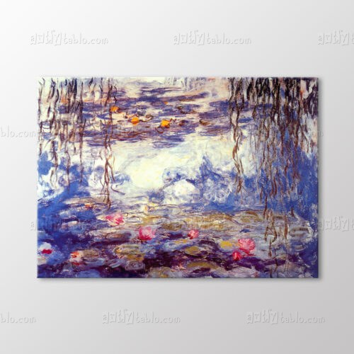 Monet Tarzı Söğüt Dallı Nilüferler Tablo kanvas tablo