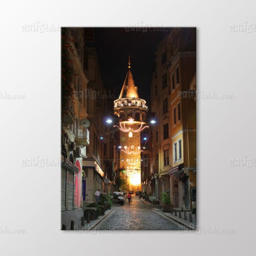 Gece Sokaktan Fotoğraf Galata Kulesi Tablo kanvas tablo