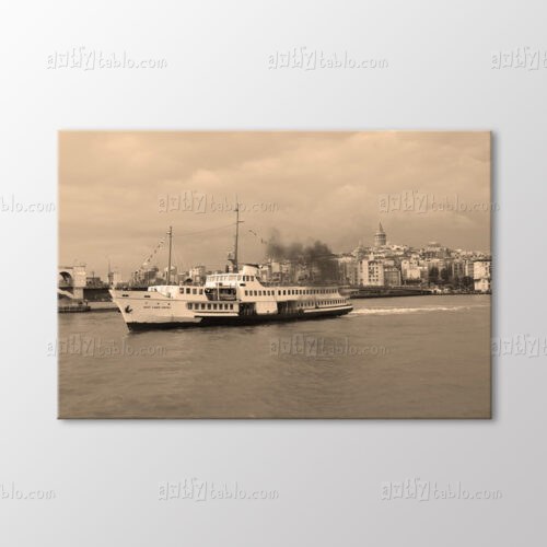Galata Kulesi ve Vapur Tablo kanvas tablo
