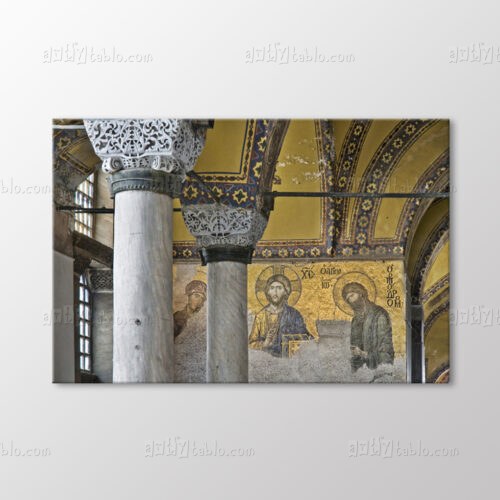 Mermer Sütunlu Deesis Mozaik Tablo kanvas tablo