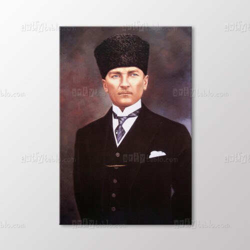 Atatürk Kalpaklı Yağlı Boya Portre Tablo kanvas tablo