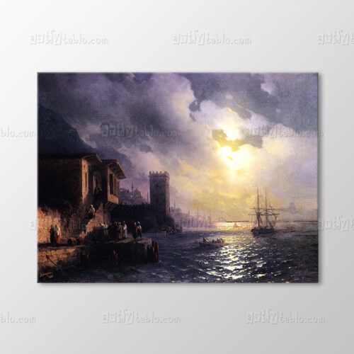 Ayışıklı Gecede Osmanlı Sahil Sahnesi Kaprisi, 1867 Tablo kanvas tablo
