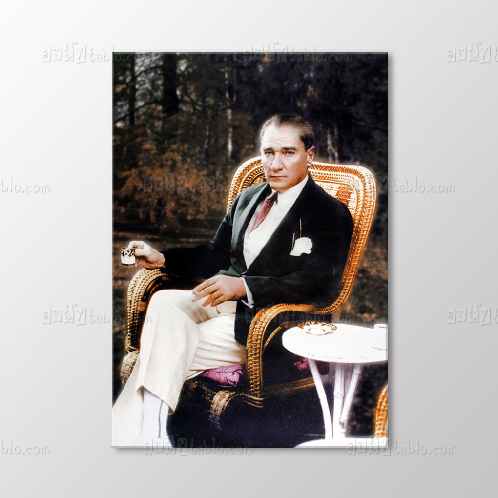 Atatürk Kahve İçerken Tablo kanvas tablo