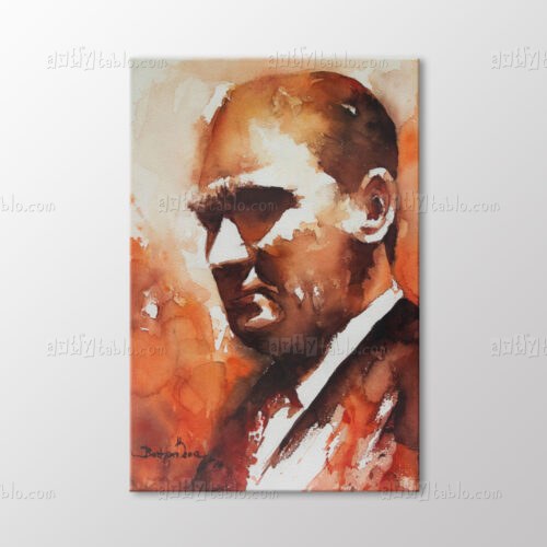Atatürk Turuncu Suluboya Portre Tablo kanvas tablo
