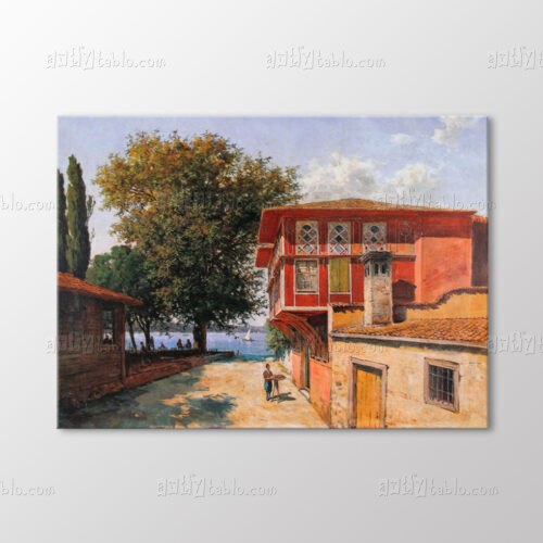 Osmanlı Sokağında Kırmızı Ev Peyzajı Tablo
