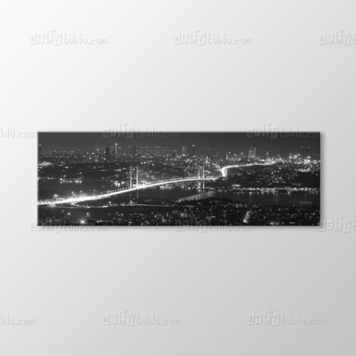 Siyah Beyaz Kuşbakışı Boğaz Köprüsü Tablo kanvas tablo