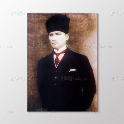 Atatürk Sepya Kalpaklı Portre Tablo kanvas tablo