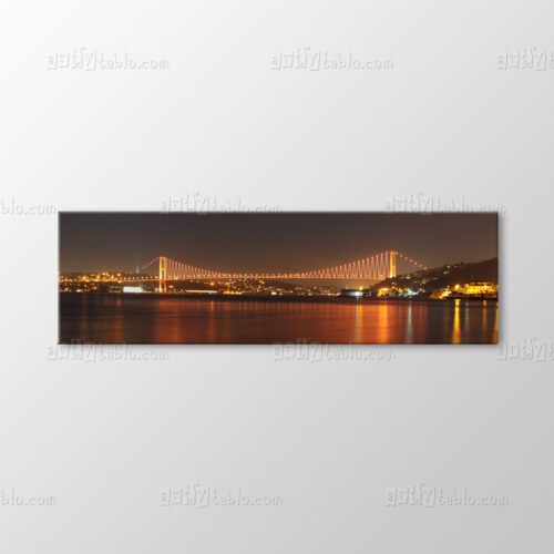 Kırmızı Zikzak Işıklı Panoramik Boğaz Köprüsü Tablo kanvas tablo