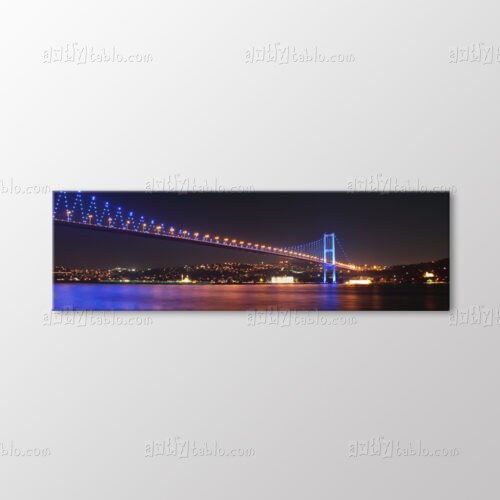 Mavi Zikzak Turuncu Yansımalı Boğaz Köprüsü Tablo kanvas tablo