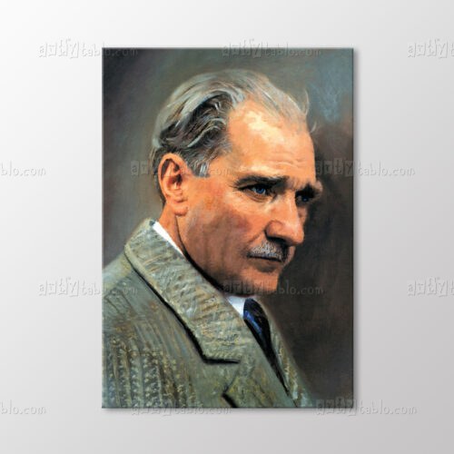 Atatürk Gri Saçlı Portre Tablo kanvas tablo