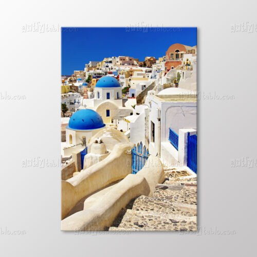 Santorini Evleri Tablo kanvas tablo