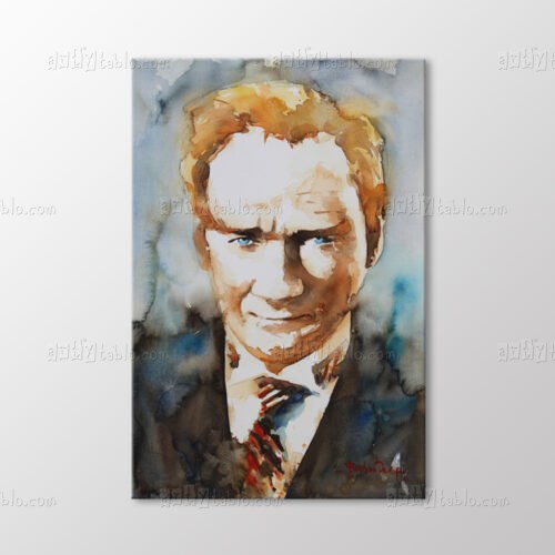 Atatürk İmzalı Suluboya Sanat Eseri Tablo kanvas tablo