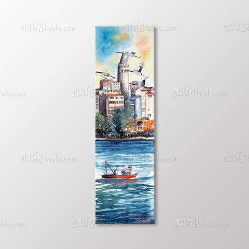 Suluboya Martılı Galata Kulesi Tablo
