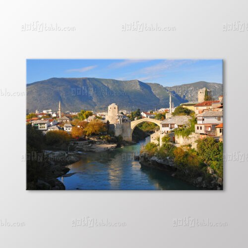 Berrak Gündüz Dağ Manzaralı Mostar Köprüsü Tablo