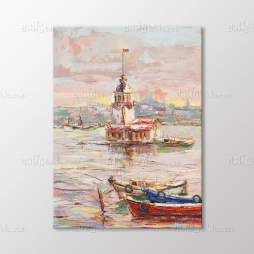 Pastel Renkli Kız Kulesi Tablo