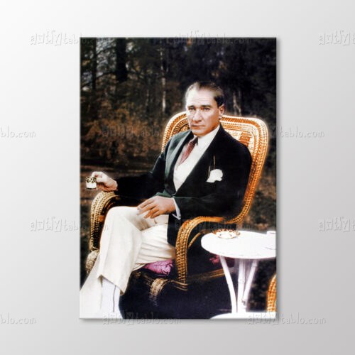 Atatürk Kahve İçerken Tablo kanvas tablo