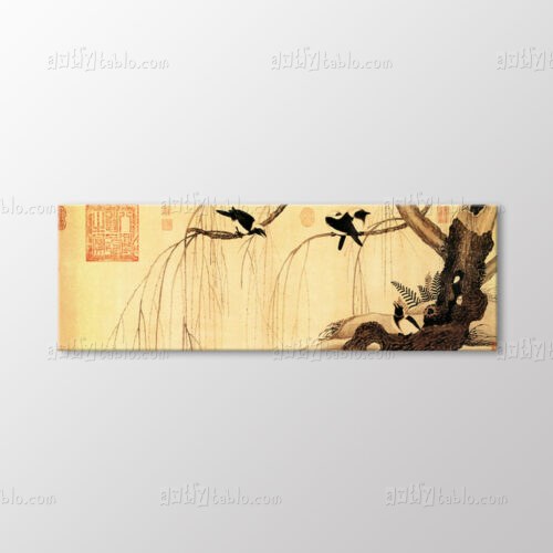 Söğütte Saksağanlar Tablo