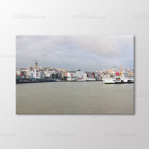 Galata Kulesi ve Vapurlar Tablo kanvas tablo