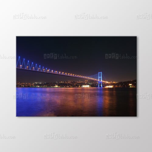 Lacivert Sularda Mavi Zikzak Boğaz Köprüsü Tablo kanvas tablo